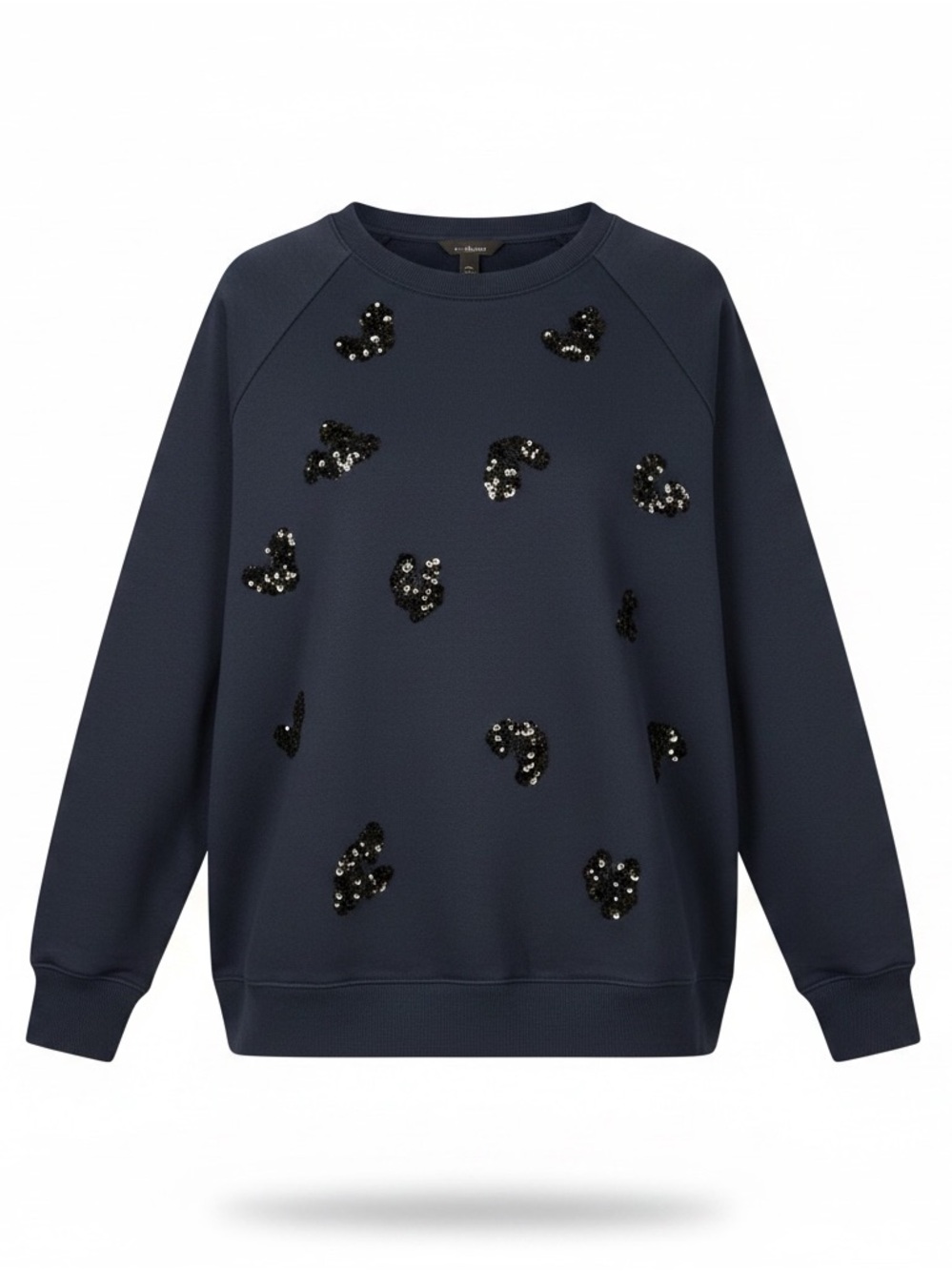 J. Crew Embellished Sequin Crewneck Sweatshirt Dark Navy XXL